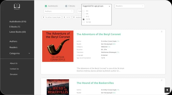 Easy to use filtration mechanism for quick book discovery