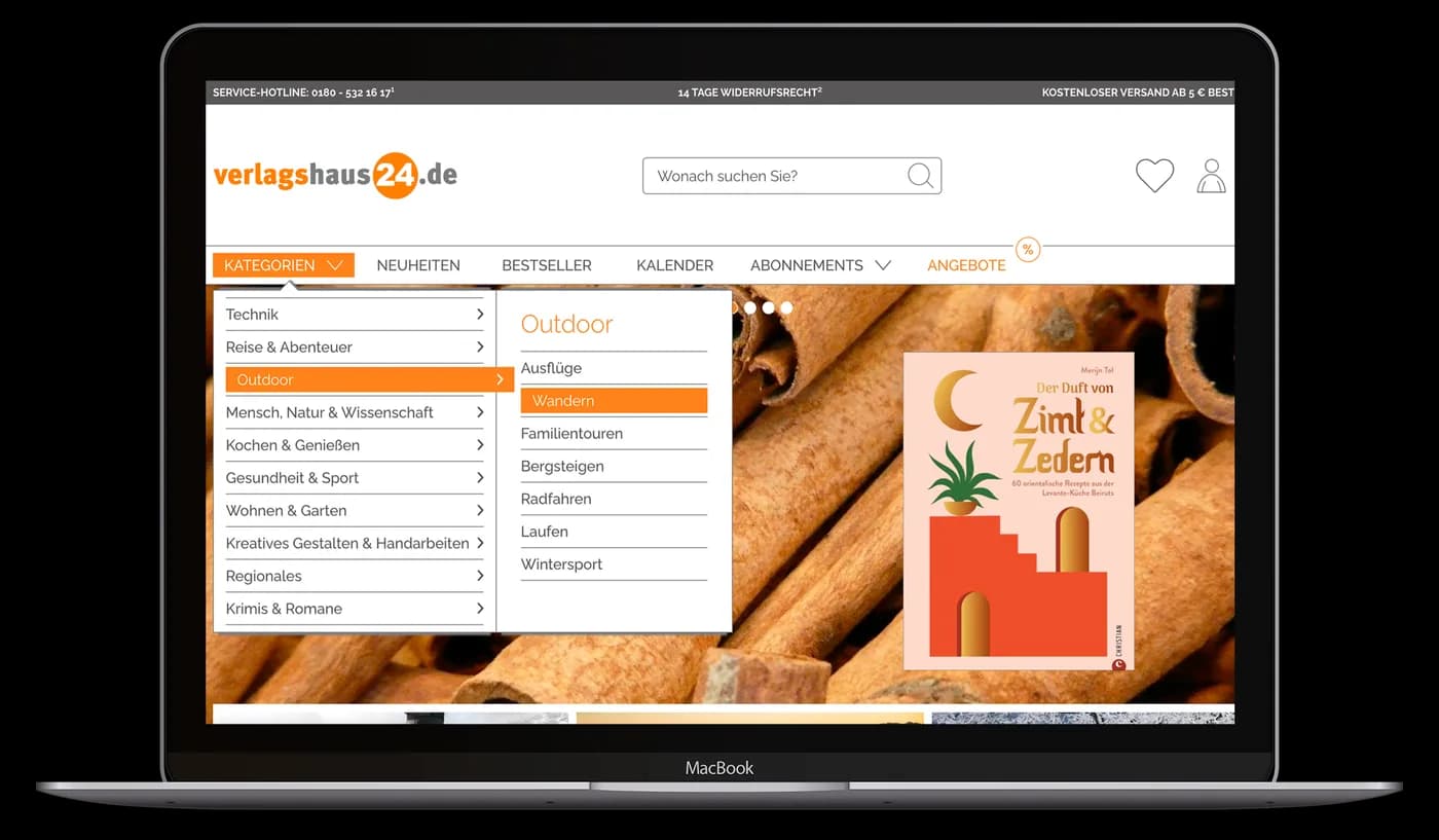 Custom navigation with categories grouped by publishers