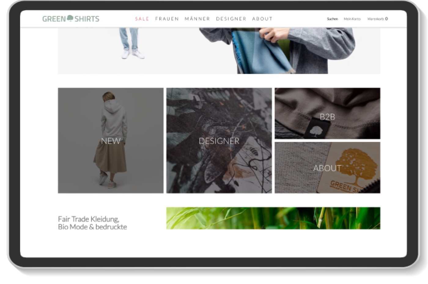 Sticky header & category teasers