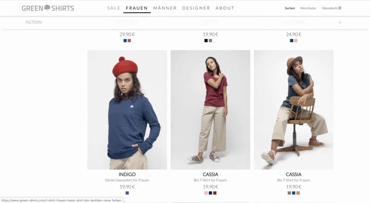 Category page with variants